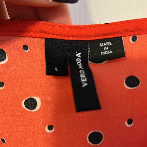 Vero Moda Red Wrap Spaghetti Strap Top with Black Spots - Picture 3 of 9